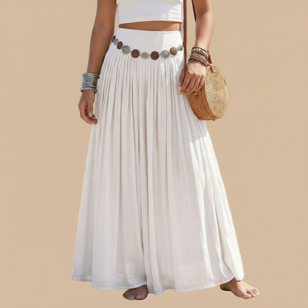 Plain Maxi Skirt With Belt #262615