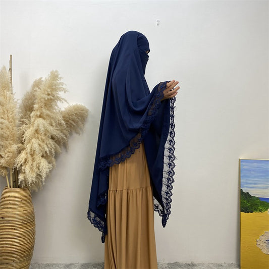 13 Color Options Nida Lace Long Khimar For Middle East Arab Women
