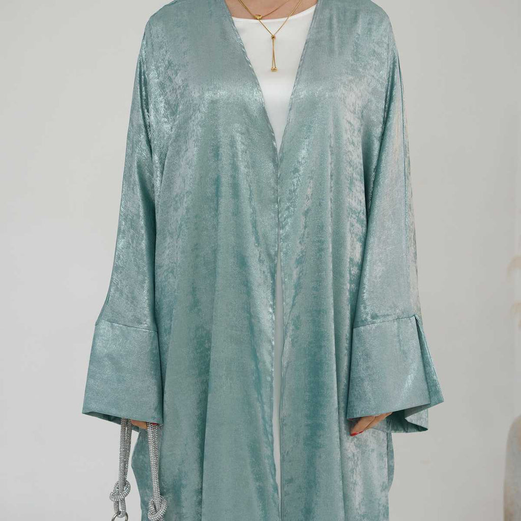 Cardigan Open Abaya Dress - Bronzing Fabric