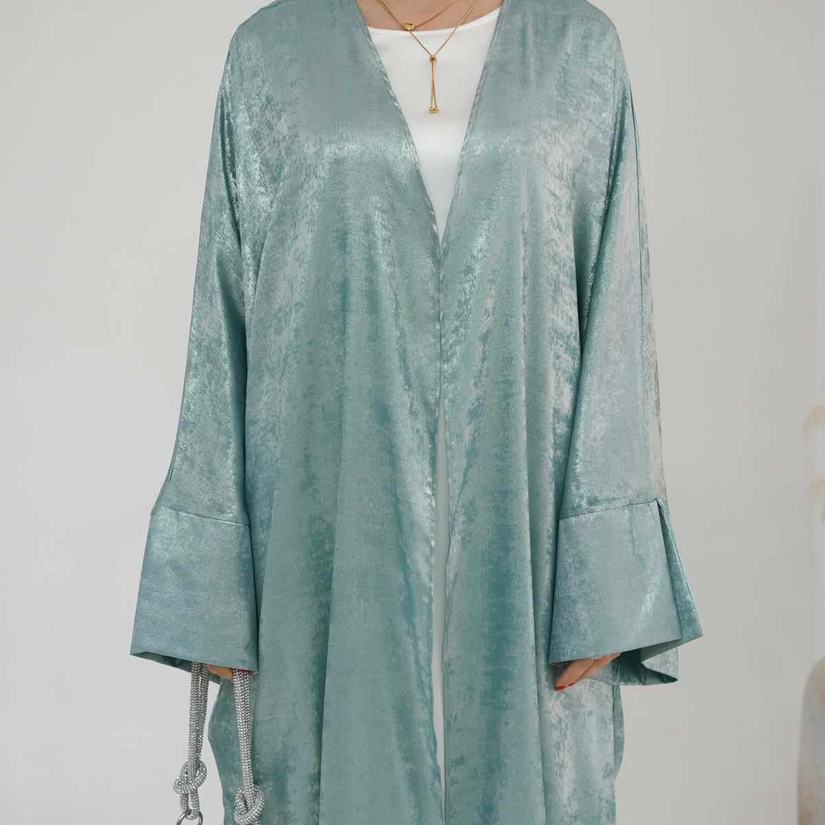 Cardigan Open Abaya Dress - Bronzing Fabric