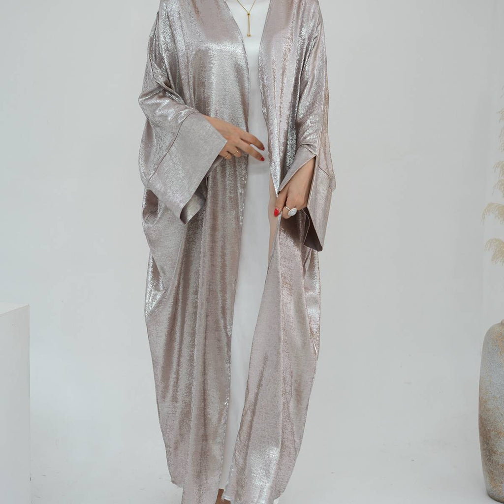Cardigan Open Abaya Dress - Bronzing Fabric