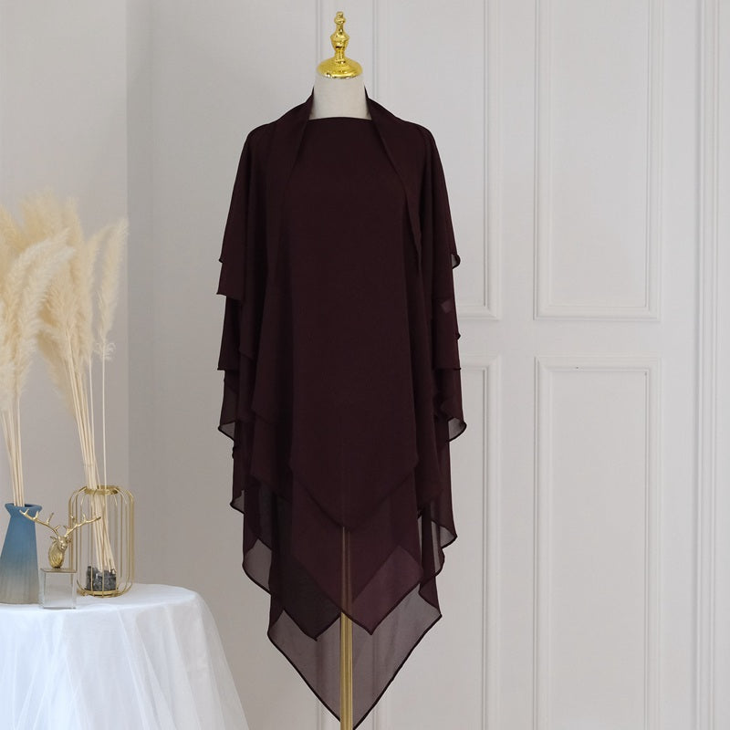 3 Layer Chiffon 11 Color Options Long Khimar For Muslim Women Nikah And Prayer