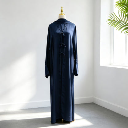 3 Pieces Set Nida Open Abaya Dress With Inner Sleeveless Dress And Matching Hijab #261201