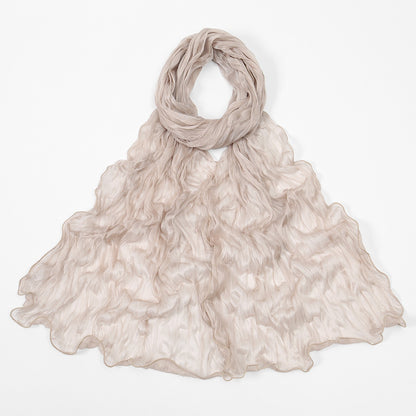 Muslim Women Shiny Pleated Hijab Scarf #26YW555