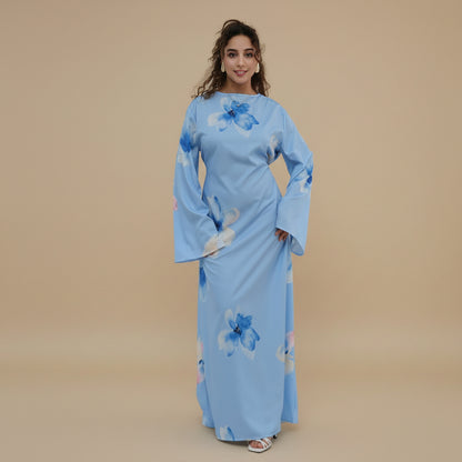 عباية نسائية مطبوعة بتصميم تجاعيد مع حزام داخلي #261358