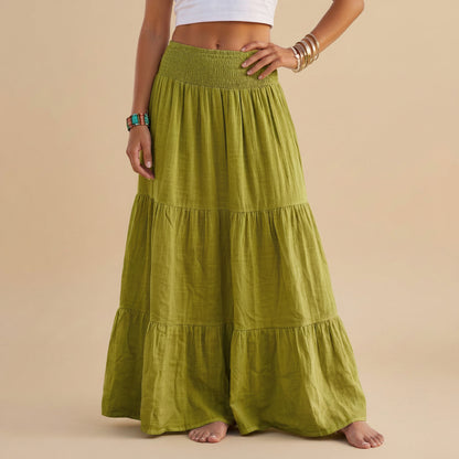Pleated Plain Solid Color Modest Skirt #269038