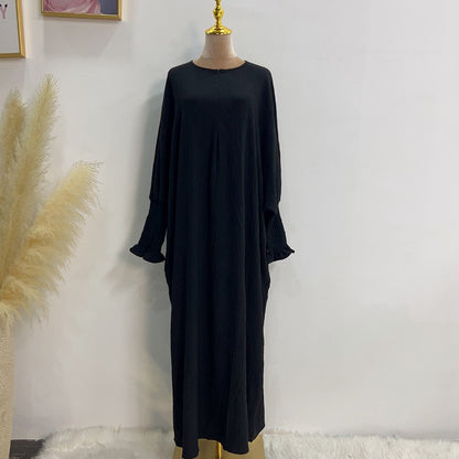 Muslim Women Polyester/Cotton Farasha Abaya Dress