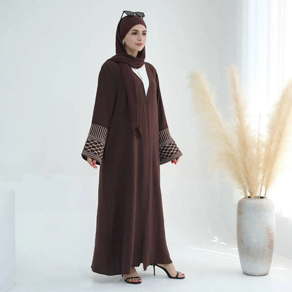 فستان كارديجان مفتوح بأكمام مطرزة للنساء المسلمات