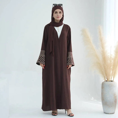 فستان كارديجان مفتوح بأكمام مطرزة للنساء المسلمات