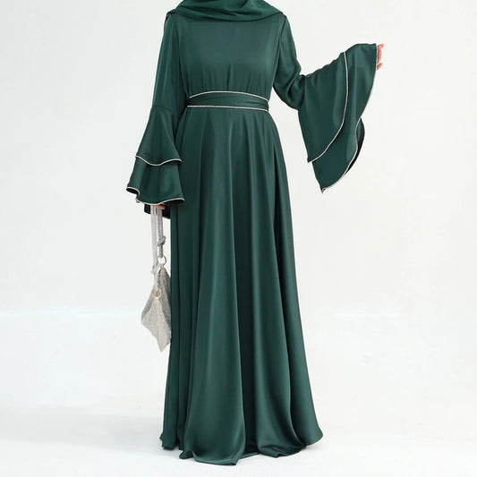 Hand Beading Double-Layered Bell Sleeves Nida Abaya Dress #25935