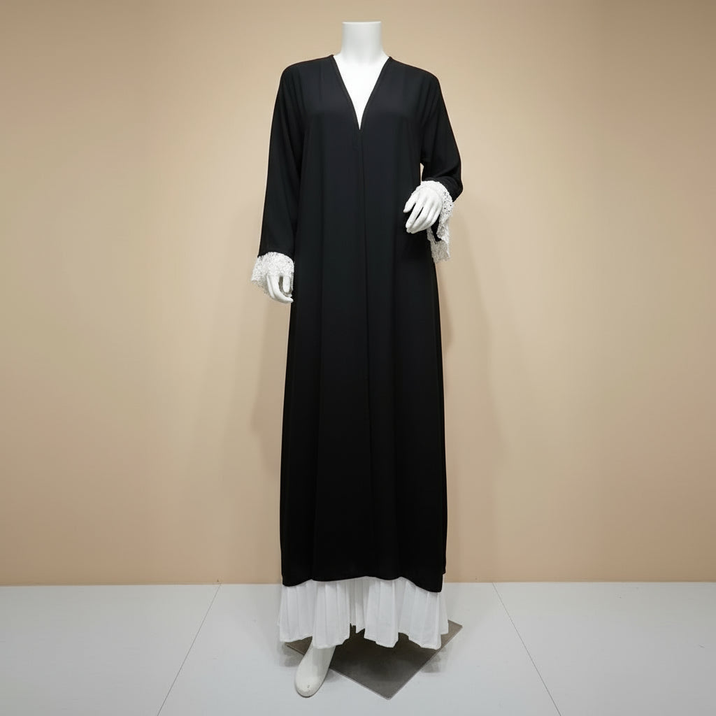 Muslim Women Pleated Cardigan Open Abaya Dress #25249
