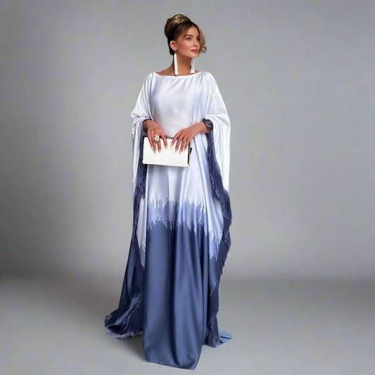Tassel Cuff Gradient Printed Abaya Dress #25135