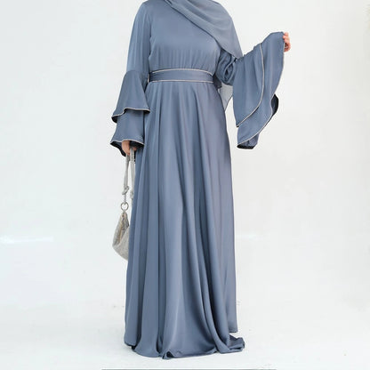 Hand Beading Double-Layered Bell Sleeves Nida Abaya Dress #25935