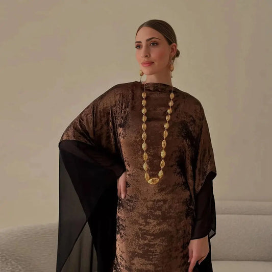 فستان عباية فراشة بأكمام خفاش برونزي للنساء المسلمات #25233