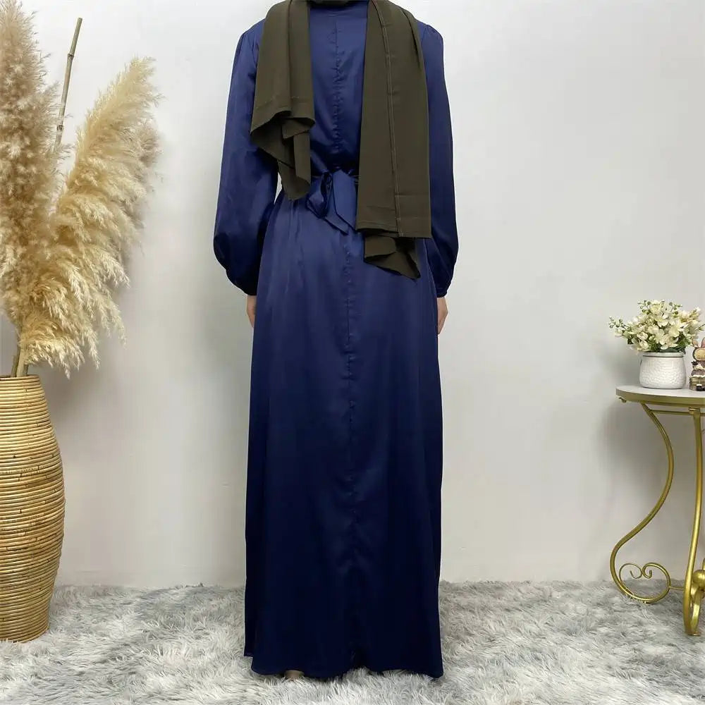 Blue Satin Abaya Dress #25C6345