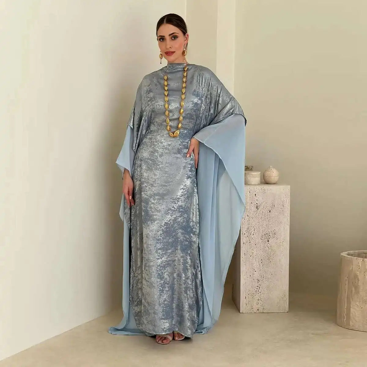 فستان عباية فراشة بأكمام خفاش برونزي للنساء المسلمات #25233