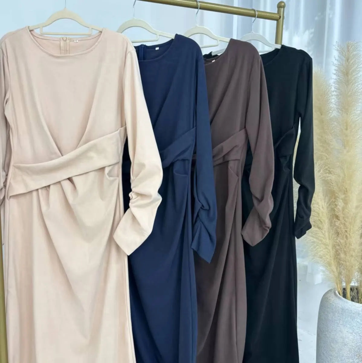 فستان عباية مخمل سادة #24889