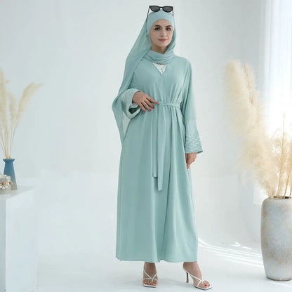 فستان كارديجان مفتوح بأكمام مطرزة للنساء المسلمات