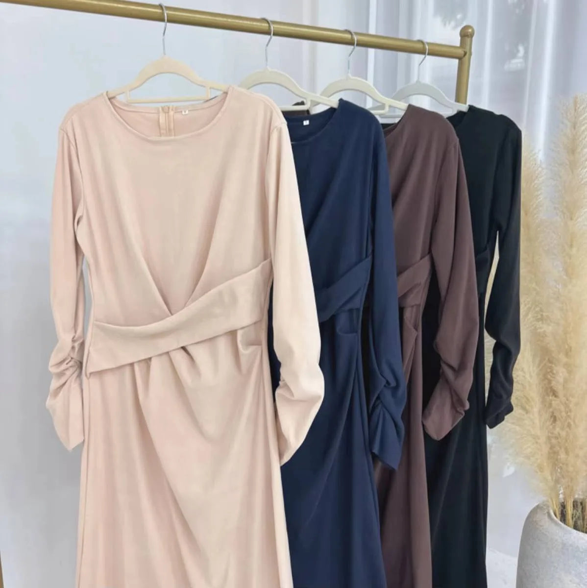 فستان عباية مخمل سادة #24889
