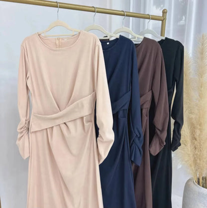 فستان عباية مخمل سادة #24889