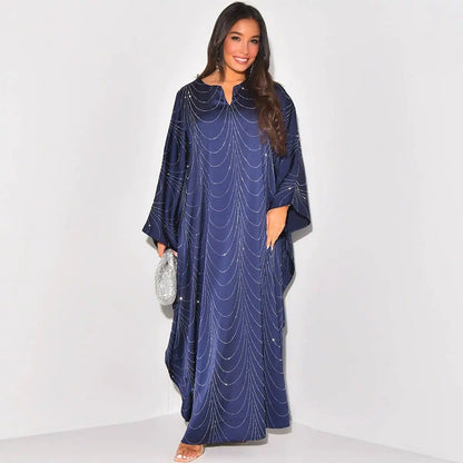 Hotfix Rhinestone Abaya Dress #25192