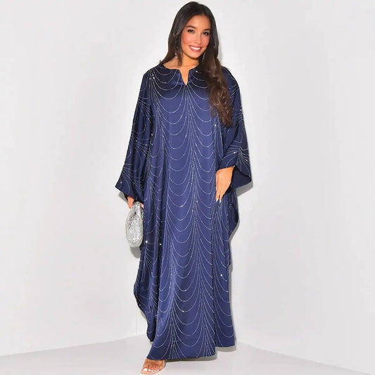 Hotfix Rhinestone Abaya Dress #25192