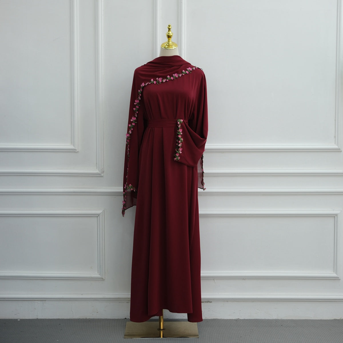 Muslim Women Nida Abaya Dress With A Laced Matching Hijab #261355
