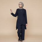 Muslim Women Daily Wear 2 Pieces Set Nida Tops And Pants Suit #251089