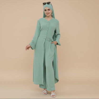 Daily Wear Wrinkle 2 Pieces Set Tops And Pants Abaya #25945