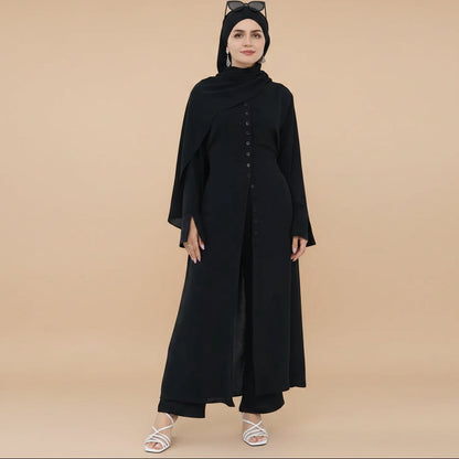 Daily Wear Wrinkle 2 Pieces Set Tops And Pants Abaya #25945