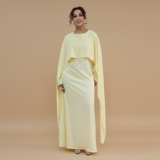 فستان عباية نسائي ستان مزين بالخرز كاب #261134