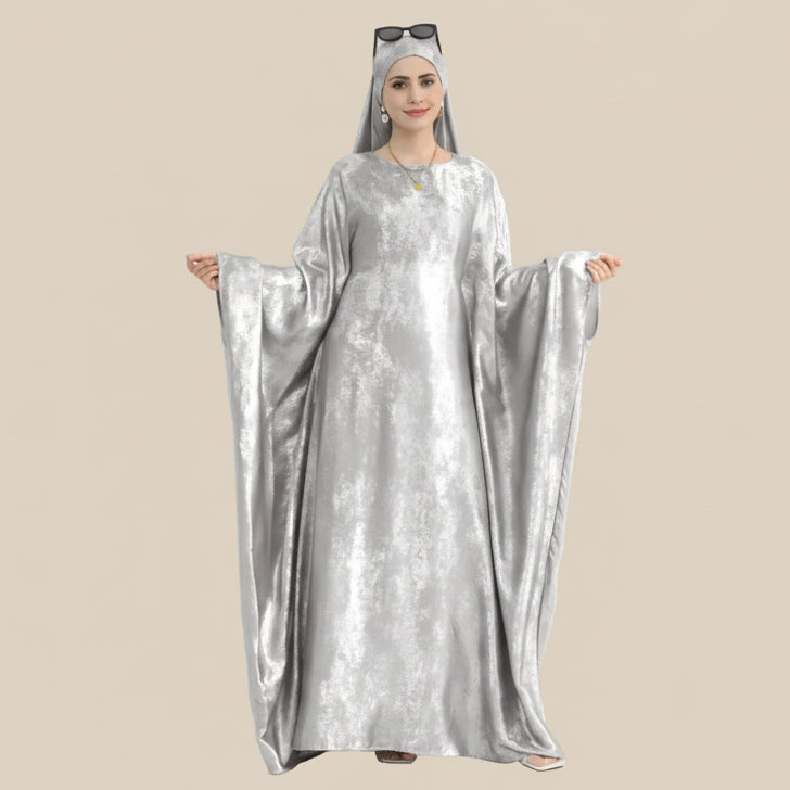 فستان عباية فراشة بتصميم فراشة لامع بلون برونزي رقم 26778