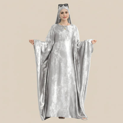 فستان عباية فراشة بتصميم فراشة لامع بلون برونزي رقم 26778