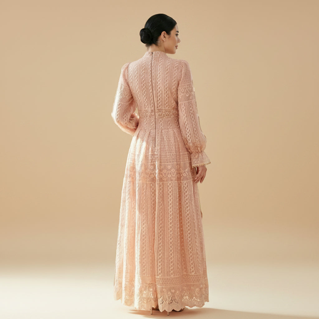 Exquisite Embroidery Double Layers Abaya Dress #261240