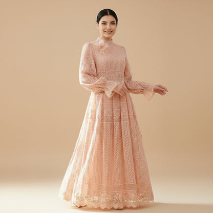 Exquisite Embroidery Double Layers Abaya Dress #261240