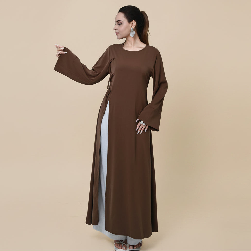 عباية فستان شق جانبي للنساء - عباية محتشمة - ندى - #261102