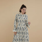 Embroidery Abaya Dress With Linen For Women - Black/Apricot - #261095