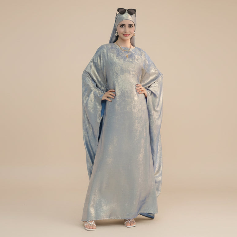 فستان عباية فراشة بتصميم فراشة لامع بلون برونزي رقم 26778