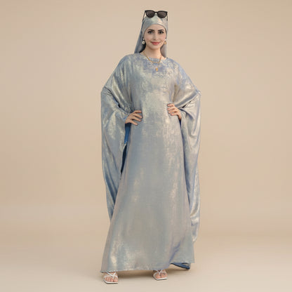 فستان عباية فراشة بتصميم فراشة لامع بلون برونزي رقم 26778