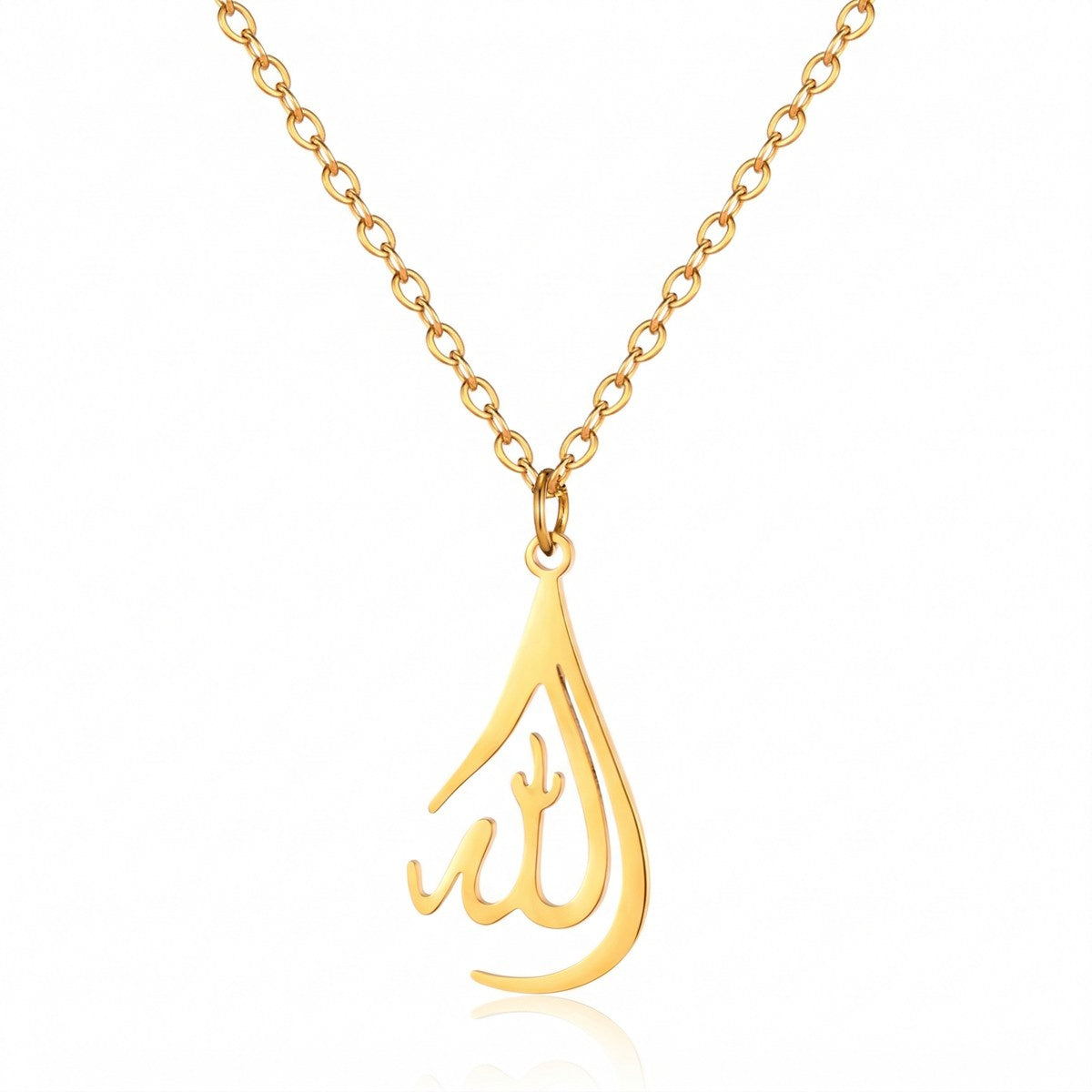 18K Gold Allah Arabic Necklace Muslim Islamic Jewelry
