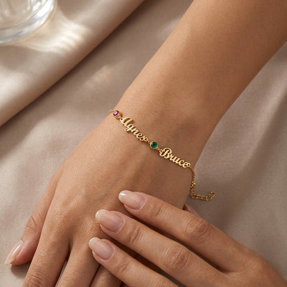 Custom Birthstone Bracelet Jewelry With Name #BC9