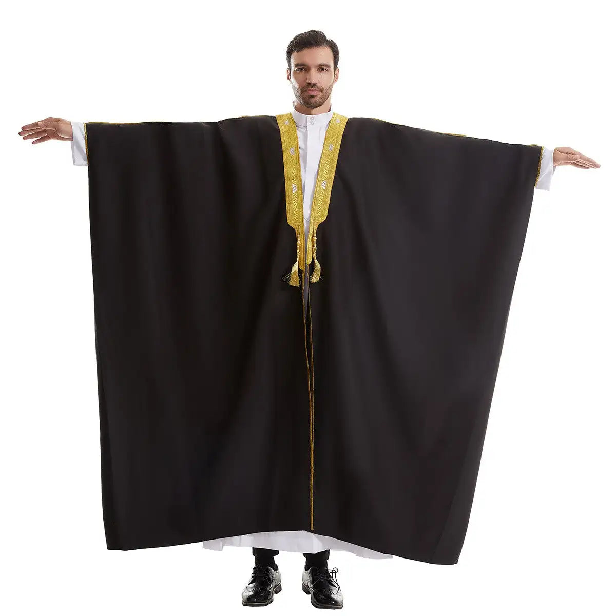 Men Bisht- Middle East Arab -Thick Fabric - Black/Beige/White/Tan