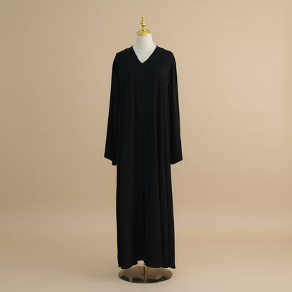 Hand beading Open Abaya Dress For Women - Coffee/Black/Dark Gray/Pink - #261106