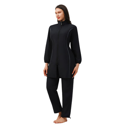 Muslim Burkinis 3 Pieces Set Swimsuit Bathing Suit - Islamic Halal  Swimwear - Black/Dark Blue - #26M038