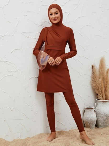 Muslim Women 4 Pieces Set Burkinis Swimwear Swimsuit With Midi Wrap #2611037