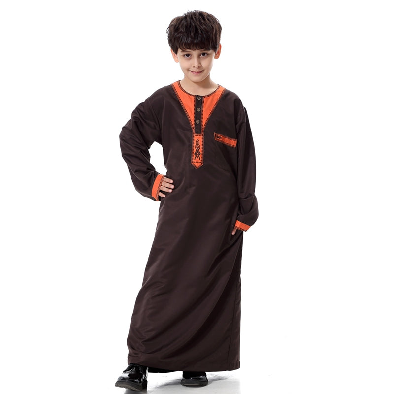 Muslim Boy Arab Embroidery Thobe Thawb