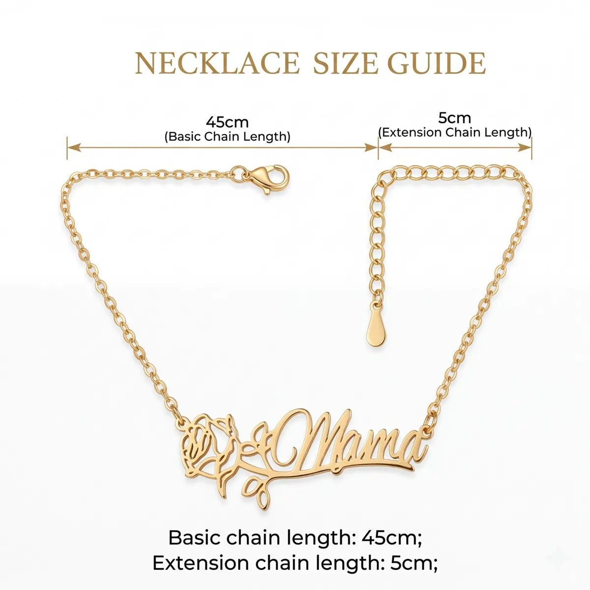 Custom Birth Flower Name Necklace - Personalized Jewelry - Gold/Silver/Rose Gold - Gift For Mom/Grandmother/Girlfriend - #2