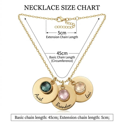 قلادة بالاسم وحجر الميلاد للأم والأسرة #26Q6