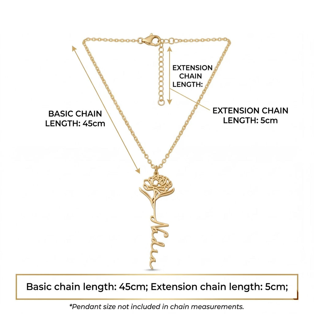 Personalized Name Necklace with Birth Flower