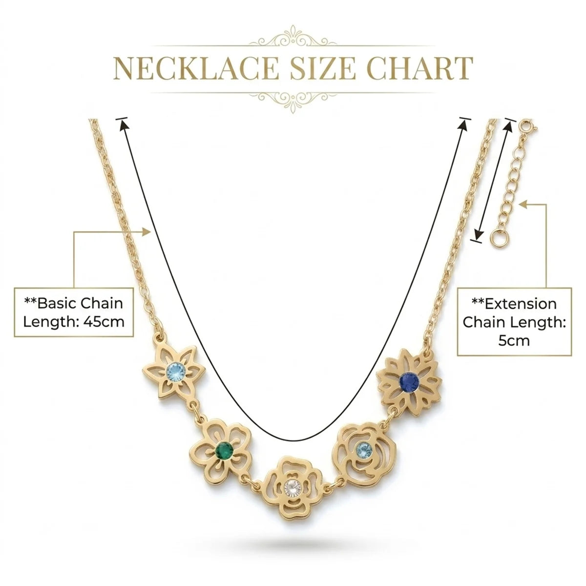 Birth Flower With Birthstone Necklace For Mom, Grandma #1403